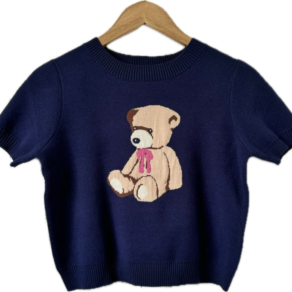 Willow & Wind Navy Sweater with Teddy Bear Design
